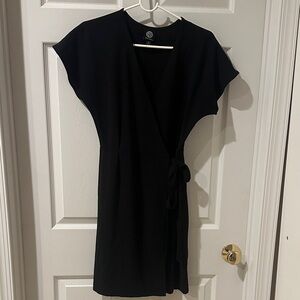Bobeau Classic Black Wrap Mini Dress